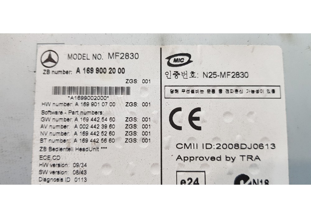 Recambio de sistema audio / radio cd para mercedes clase b (w245) 180 cdi (245.207) referencia OEM IAM A1699002000  