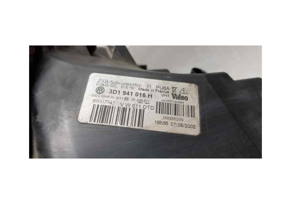 Recambio de faro derecho para volkswagen phaeton (3d2/3d8) tdi v6 4motion (4 asientos) referencia OEM IAM 3D1941016H   Recambio de faro derecho para volkswagen phaeton (3d2/3d8) tdi v6 4motion (4 asientos) referencia OEM IAM 3D1941016H
