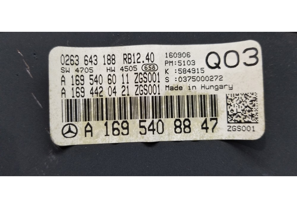 Recambio de cuadro instrumentos para mercedes clase b (w245) 180 cdi (245.207) referencia OEM IAM A1695408847 0263643188 A169540
