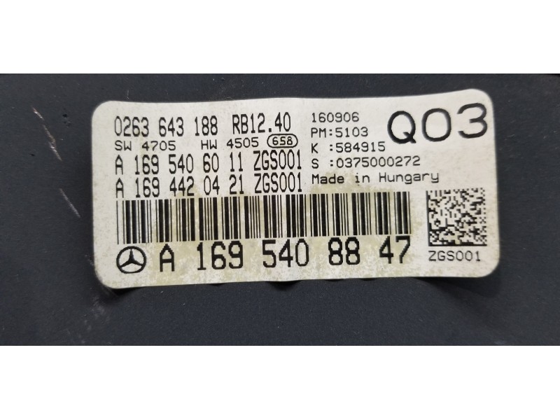Recambio de cuadro instrumentos para mercedes clase b (w245) 180 cdi (245.207) referencia OEM IAM A1695408847 0263643188 A169540