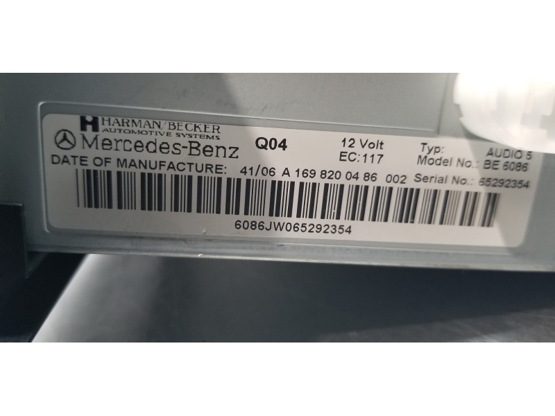 Recambio de sistema audio / radio cd para mercedes clase b (w245) 180 cdi (245.207) referencia OEM IAM A1698200486  