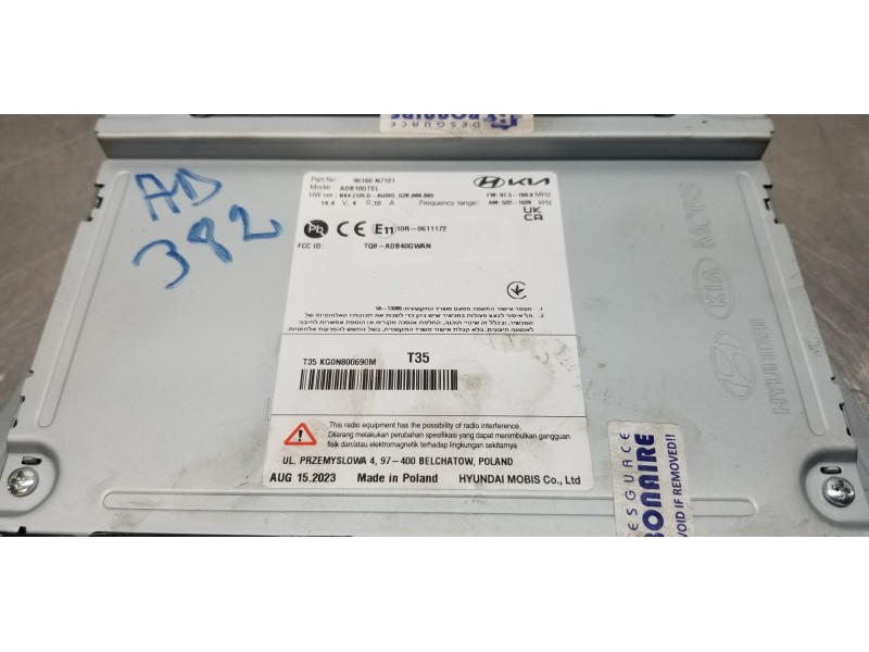 Recambio de sistema audio / radio cd para hyundai tucson tecno sky referencia OEM IAM 96160N7121  