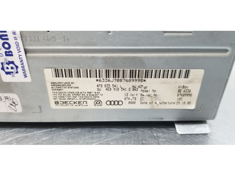 Recambio de sistema audio / radio cd para audi a4 ber. (b8) básico referencia OEM IAM 4F0035541L  
