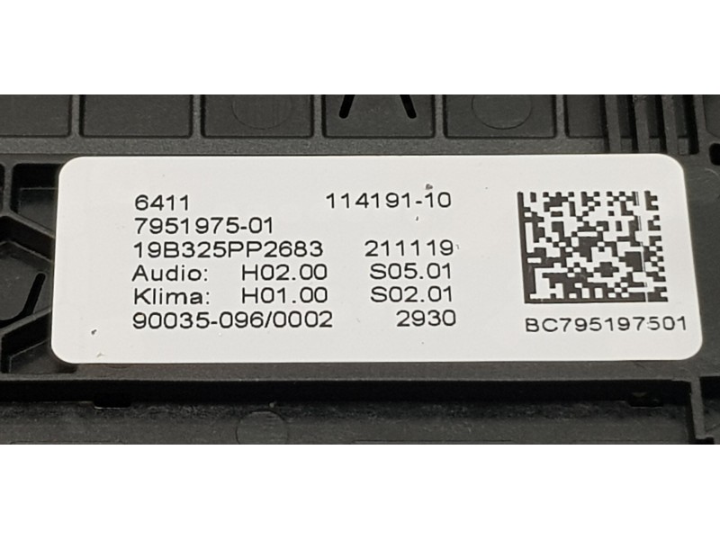 Recambio de mando climatizador para bmw serie x3 (g01) xdrive20d referencia OEM IAM 64115A481B5 64117951975 