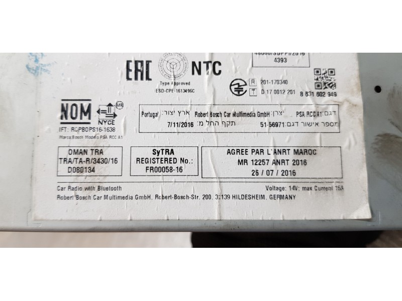 Recambio de sistema audio / radio cd para citroen c4 cactus live referencia OEM IAM 9823998780   Recambio de sistema audio / radio cd para citroen c4 cactus live referencia OEM IAM 9823998780