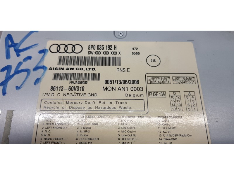 Recambio de sistema audio / radio cd para audi a3 (8p) 2.0 tdi ambition referencia OEM IAM 8P0035192H   Recambio de sistema audio / radio cd para audi a3 (8p) 2.0 tdi ambition referencia OEM IAM 8P0035192H