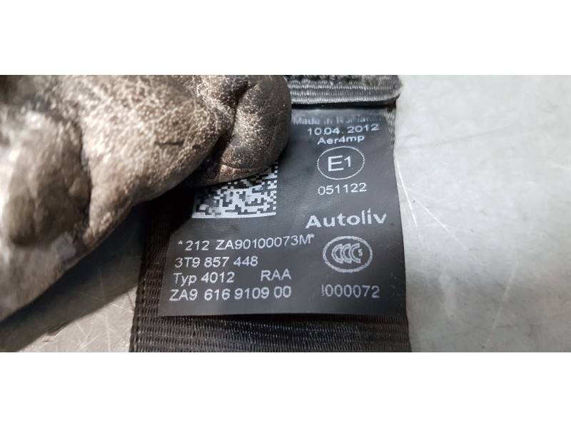 Recambio de cinturon seguridad trasero derecho para skoda superb combi (3t5) active referencia OEM IAM 3T9857448  