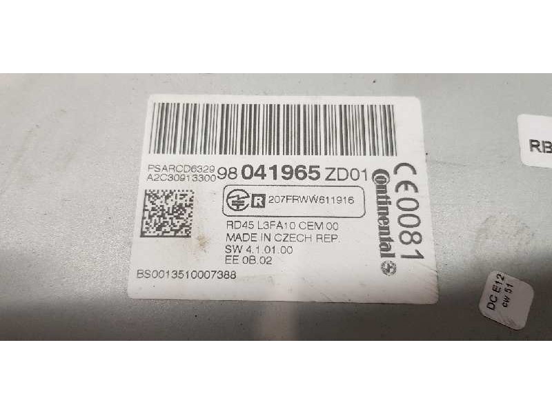 Recambio de sistema audio / radio cd para citroen c-elysée exclusive referencia OEM IAM 98041965ZD  