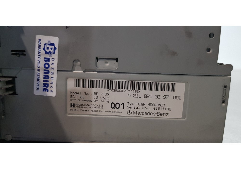 Recambio de pantalla multifuncion para mercedes clase cls (w219) 320 cdi (219.322) referencia OEM IAM A2118203297  