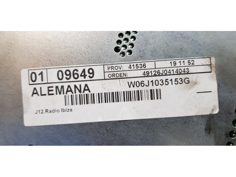 Recambio de sistema audio / radio cd para seat ibiza sc (6j1) reference referencia OEM IAM 6J1035153G   Recambio de sistema audio / radio cd para seat ibiza sc (6j1) reference referencia OEM IAM 6J1035153G