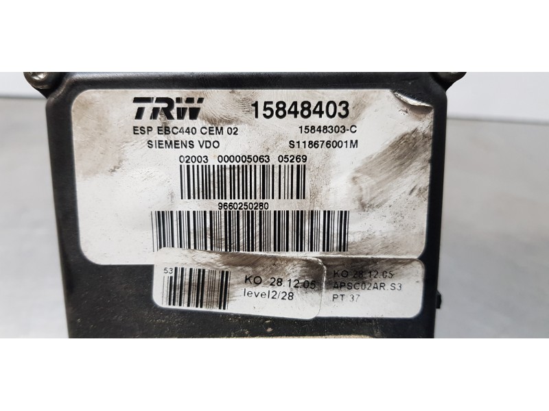 Recambio de abs para peugeot 407 coupe pack referencia OEM IAM 9660250280   Recambio de abs para peugeot 407 coupe pack referencia OEM IAM 9660250280
