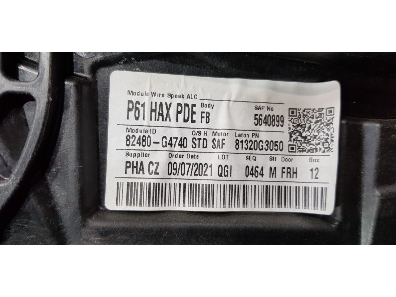 Recambio de elevalunas delantero derecho para hyundai i30 fastback tecno referencia OEM IAM 82460G4710 82481G4000 82460G4710