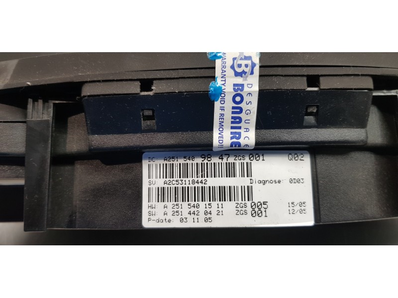 Recambio de cuadro instrumentos para mercedes clase r (w251) 320 cdi (251.022) referencia OEM IAM A2515409847 A2C53118442 