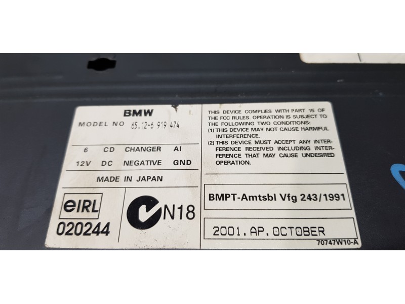 Recambio de sistema audio / radio cd para bmw serie 7 (e65/e66) 745i referencia OEM IAM 65126919474   Recambio de sistema audio / radio cd para bmw serie 7 (e65/e66) 745i referencia OEM IAM 65126919474