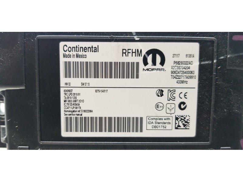 Recambio de modulo electronico para jeep compass ii longitude 4x4 referencia OEM IAM 68250322AD P68250322AD A2C98704204