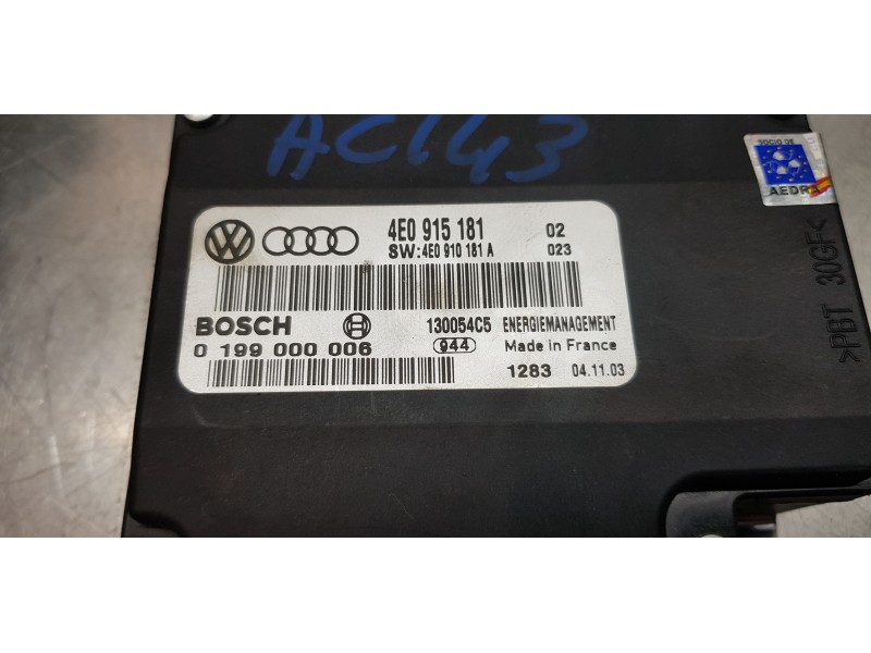 Recambio de modulo electronico para audi a8 (4e2) 3.7 quattro referencia OEM IAM 4E0910181A  