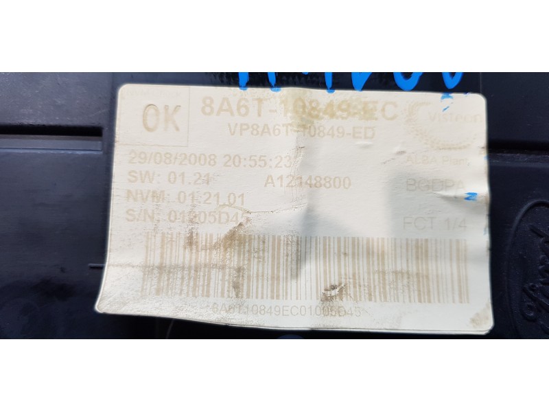 Recambio de cuadro instrumentos para ford fiesta (cb1) ghia referencia OEM IAM 8A6T10849EC   Recambio de cuadro instrumentos para ford fiesta (cb1) ghia referencia OEM IAM 8A6T10849EC