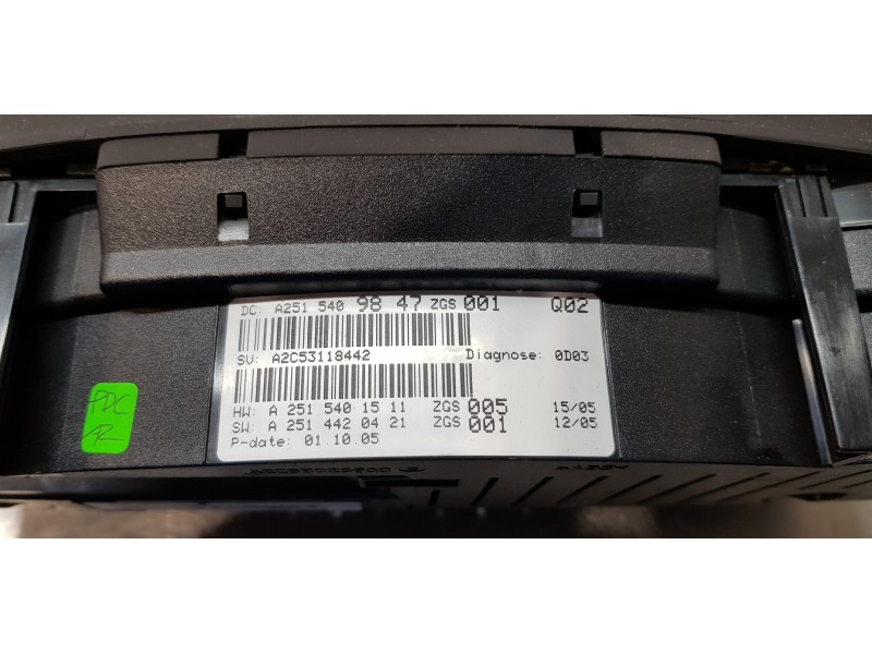 Recambio de cuadro instrumentos para mercedes clase r (w251) 320 cdi (251.022) referencia OEM IAM A2515409847  