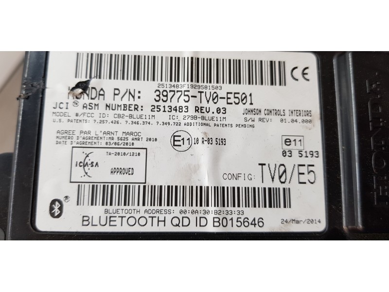 Recambio de modulo electronico para honda civic (fk) 1.6 i-dtec comfort referencia OEM IAM 39775TV0E501  