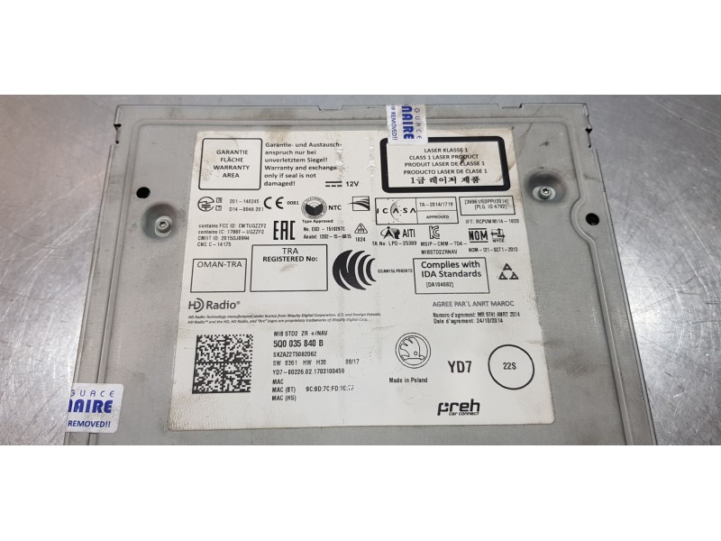 Recambio de sistema audio / radio cd para skoda octavia lim. (5e3) active referencia OEM IAM 5Q0035840B   Recambio de sistema audio / radio cd para skoda octavia lim. (5e3) active referencia OEM IAM 5Q0035840B