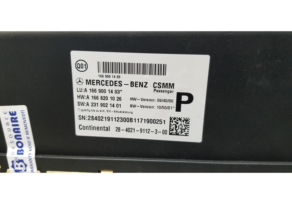 Recambio de modulo electronico para mercedes clase m (w166) ml 350 bluetec (166.004) referencia OEM IAM A1669001403  