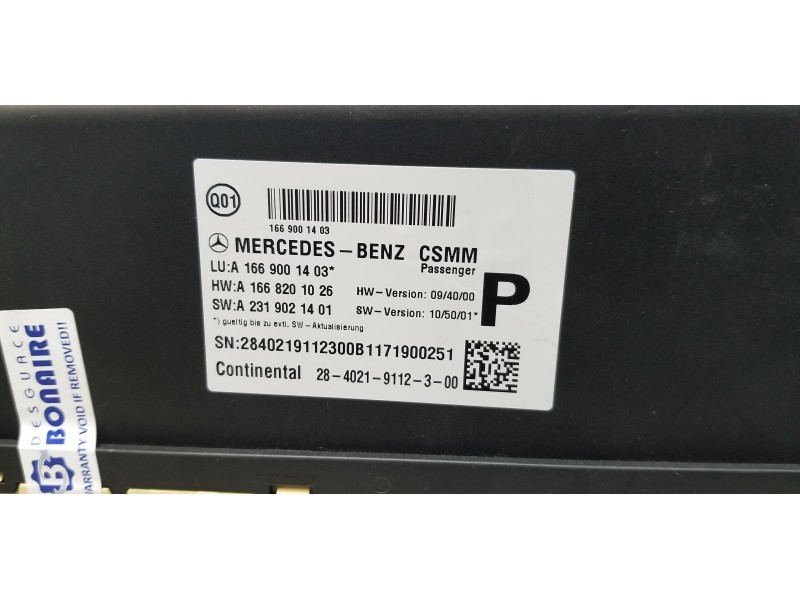 Recambio de modulo electronico para mercedes clase m (w166) ml 350 bluetec (166.004) referencia OEM IAM A1669001403  