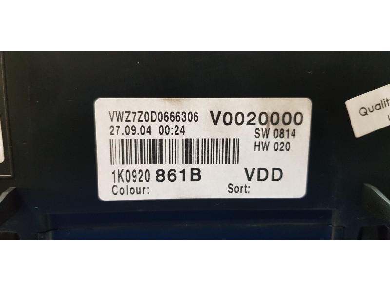 Recambio de cuadro instrumentos para volkswagen golf v berlina (1k1) sportline 4motion referencia OEM IAM 1K0920861B  