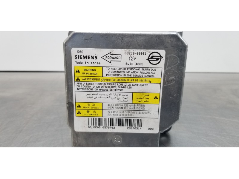 Recambio de centralita airbag para ssangyong kyron 200 xdi limited referencia OEM IAM 8625009061   Recambio de centralita airbag para ssangyong kyron 200 xdi limited referencia OEM IAM 8625009061