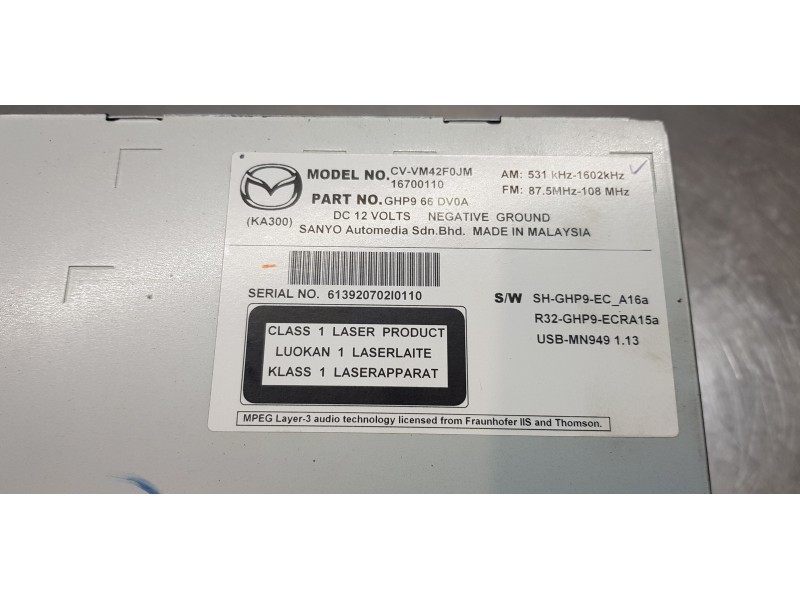 Recambio de pantalla multifuncion para mazda 6 kombi ()(.2012) prime-line referencia OEM IAM GHP966DV0A  