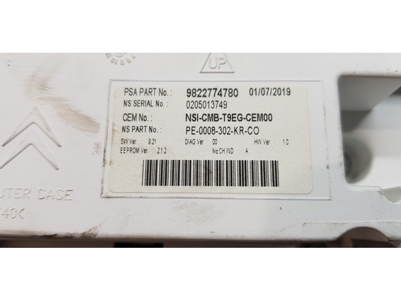 Recambio de cuadro instrumentos para peugeot 308 sw allure referencia OEM IAM 9822774780   Recambio de cuadro instrumentos para peugeot 308 sw allure referencia OEM IAM 9822774780