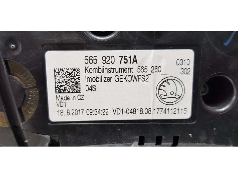 Recambio de cuadro instrumentos para skoda kodiaq style 4x4 referencia OEM IAM 565920751A  
