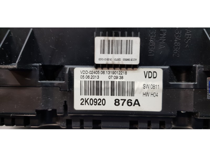 Recambio de cuadro instrumentos para volkswagen caddy ka/kb (2c) kasten bluemotion referencia OEM IAM 2K0920876A  