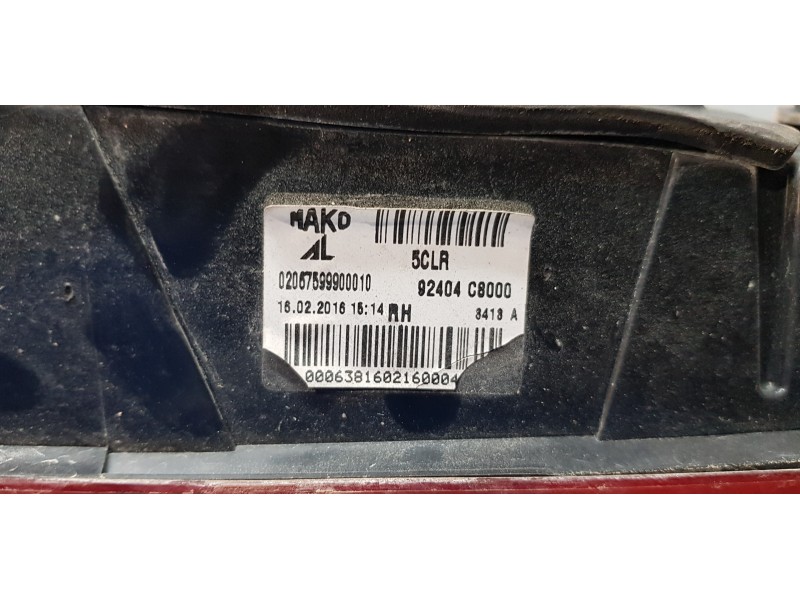 Recambio de piloto trasero derecho interior para hyundai i20 classic referencia OEM IAM 92404C8000  