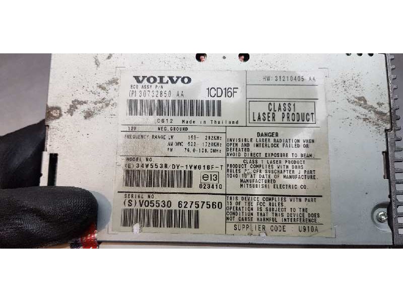 Recambio de sistema audio / radio cd para volvo s40 berlina d5 kinetic referencia OEM IAM 30732850   Recambio de sistema audio / radio cd para volvo s40 berlina d5 kinetic referencia OEM IAM 30732850