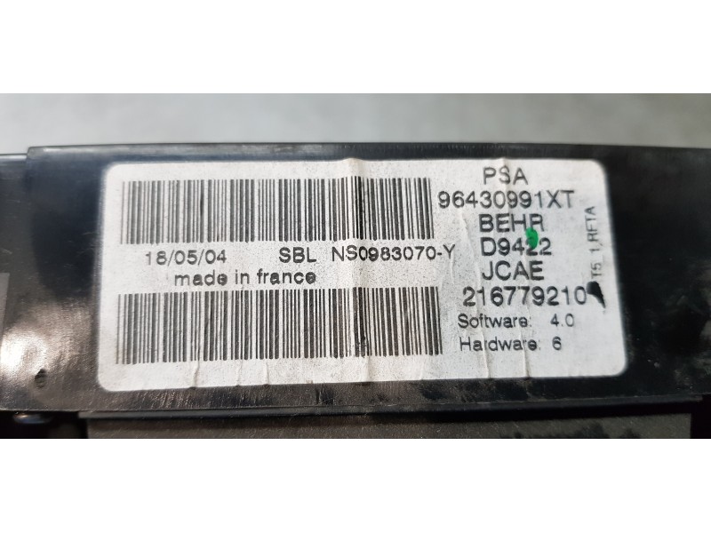 Recambio de mando climatizador para peugeot 307 (s1) xs referencia OEM IAM 96430991XT   Recambio de mando climatizador para peugeot 307 (s1) xs referencia OEM IAM 96430991XT