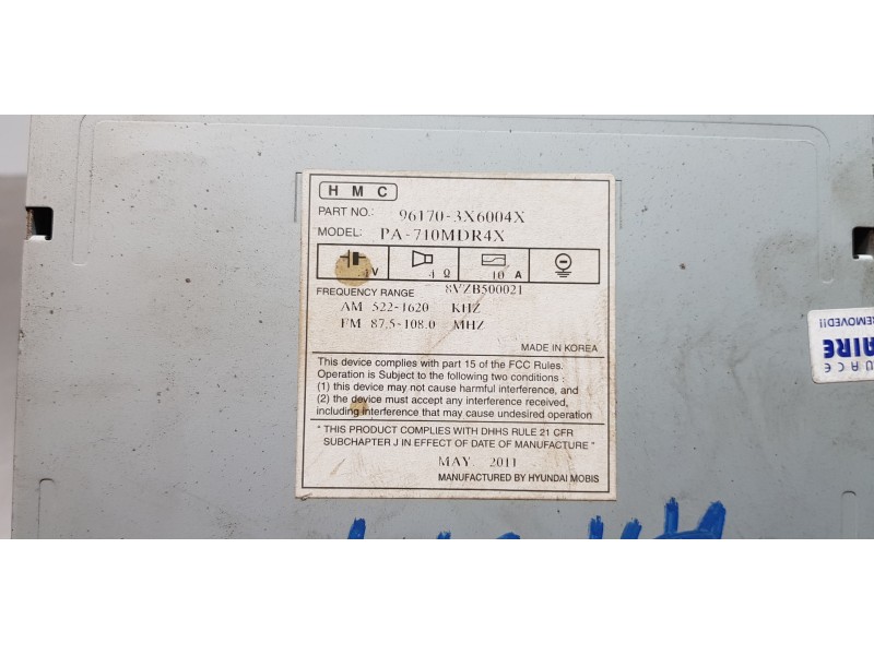 Recambio de sistema audio / radio cd para hyundai elantra (md) tecno referencia OEM IAM 961703X6004X  