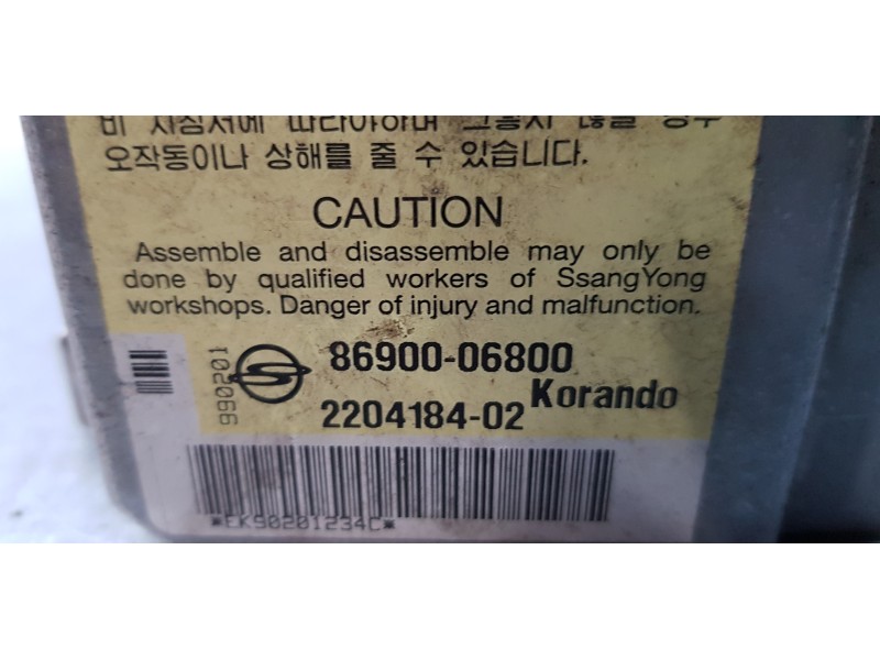 Recambio de centralita airbag para ssangyong korando 2.3 tdi referencia OEM IAM 8690006800   Recambio de centralita airbag para ssangyong korando 2.3 tdi referencia OEM IAM 8690006800