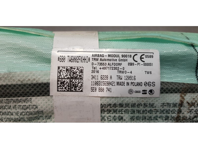 Recambio de airbag cortina delantero izquierdo para skoda octavia combi (5e5) ambition referencia OEM IAM 5E0880741   Recambio de airbag cortina delantero izquierdo para skoda octavia combi (5e5) ambition referencia OEM IAM 5E0880741