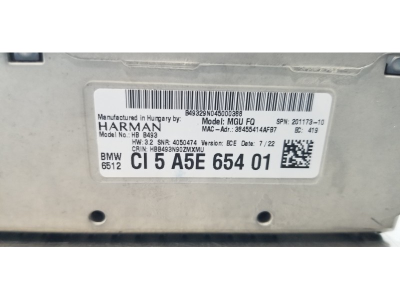 Recambio de sistema audio / radio cd para bmw serie x3 (g01) xdrive20d referencia OEM IAM 65125A84B42 65125A5E654 5A5E654