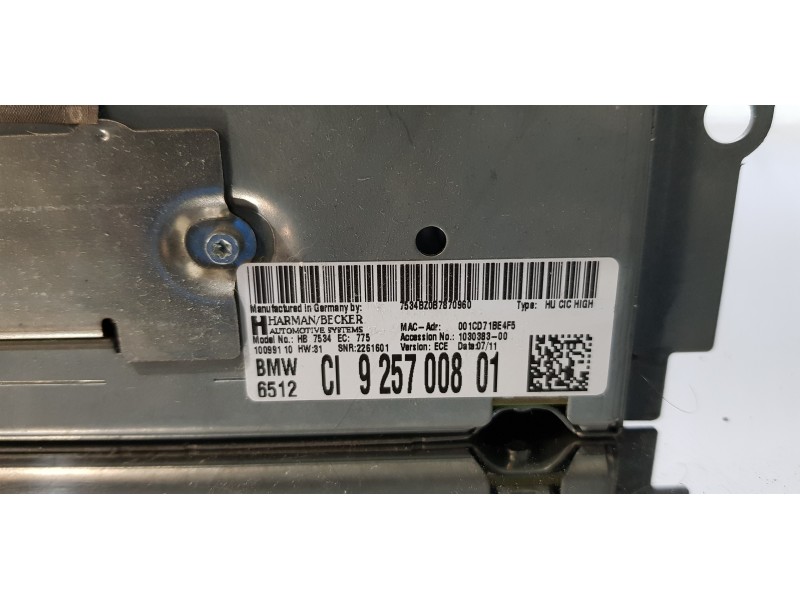 Recambio de sistema audio / radio cd para bmw serie 5 lim. (f10) 530d referencia OEM IAM 925700801  