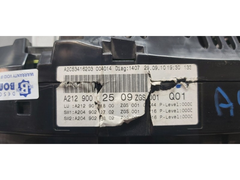 Recambio de cuadro instrumentos para mercedes clase e (w212) lim. 220 cdi blueefficiency (212.002) referencia OEM IAM A212900250