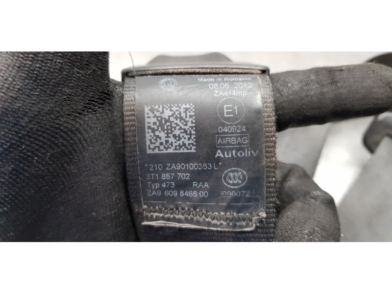 Recambio de cinturon seguridad delantero derecho para skoda superb combi (3t5) ambition referencia OEM IAM 3T1857702RAA   Recambio de cinturon seguridad delantero derecho para skoda superb combi (3t5) ambition referencia OEM IAM 3T1857702RAA