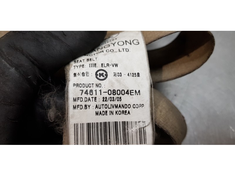 Recambio de cinturon seguridad delantero derecho para ssangyong rexton rx 270 full referencia OEM IAM 7461108004EAM  