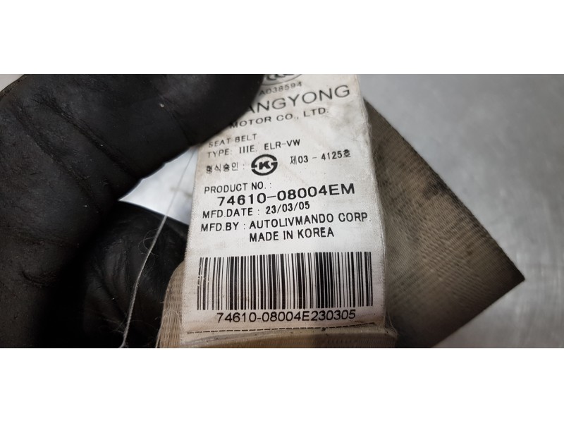 Recambio de cinturon seguridad delantero izquierdo para ssangyong rexton rx 270 full referencia OEM IAM 7461008004EAM 7461008004