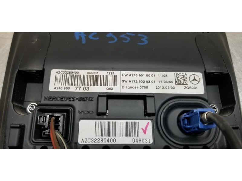 Recambio de pantalla multifuncion para mercedes clase b (w246) b 200 cdi be (246.201) referencia OEM IAM A2469007703  