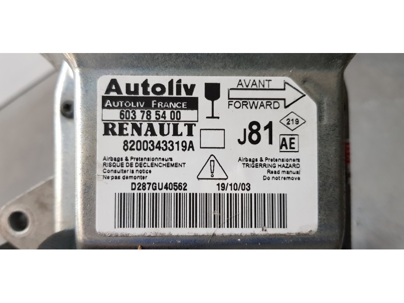 Recambio de centralita airbag para renault espace iv (jk0) expression referencia OEM IAM 8200343319A   Recambio de centralita airbag para renault espace iv (jk0) expression referencia OEM IAM 8200343319A