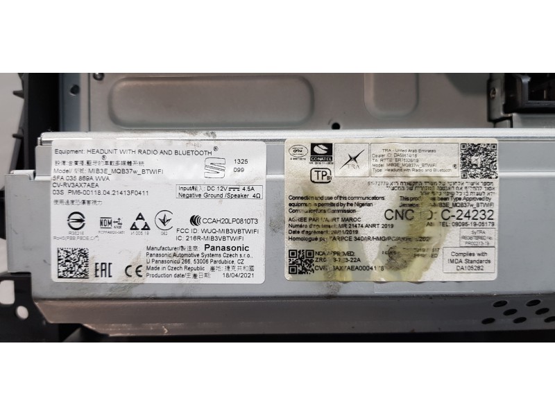 Recambio de pantalla multifuncion para seat leon sportstourer (kl8) xcellence referencia OEM IAM 5FA035869AWVA 5FA035869A 