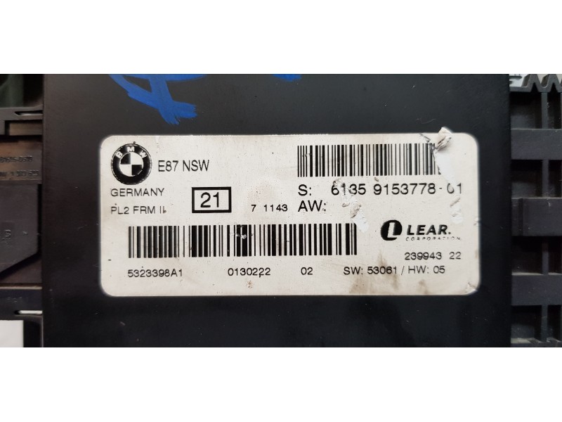 Recambio de modulo electronico para bmw serie 1 berlina (e81/e87) 116i referencia OEM IAM 61359153778   Recambio de modulo electronico para bmw serie 1 berlina (e81/e87) 116i referencia OEM IAM 61359153778
