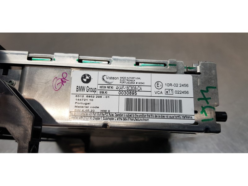 Recambio de sistema audio / radio cd para bmw serie 1 berlina (e81/e87) 120d referencia OEM IAM 65126952296   Recambio de sistema audio / radio cd para bmw serie 1 berlina (e81/e87) 120d referencia OEM IAM 65126952296