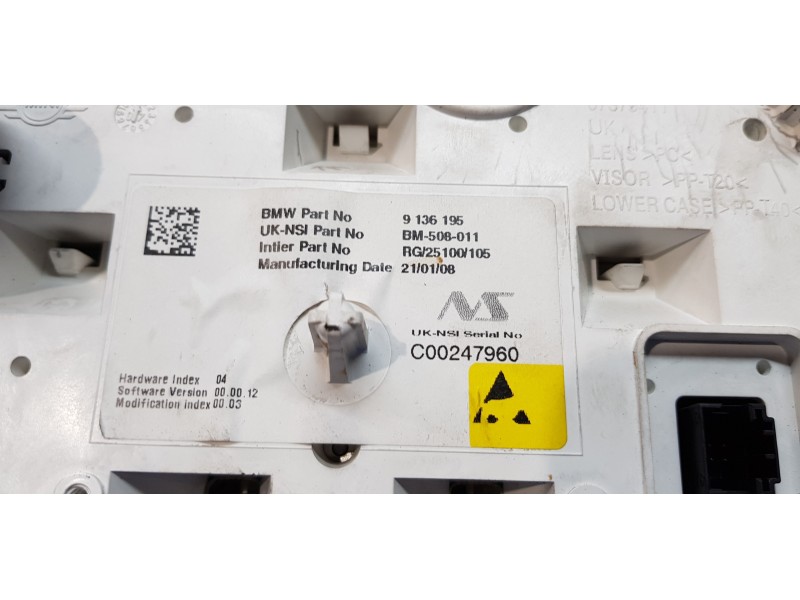 Recambio de cuadro instrumentos para bmw mini (r56) cooper d referencia OEM IAM 9136195   Recambio de cuadro instrumentos para bmw mini (r56) cooper d referencia OEM IAM 9136195